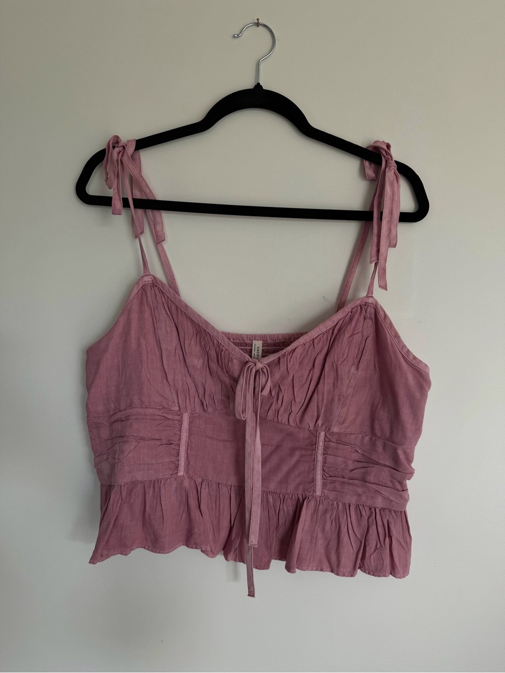 American Eagle Dusty Rose Tie-Strap Peplum Tank | Size Large